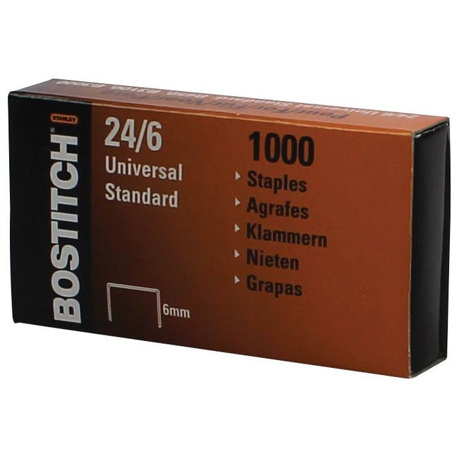 Bostitch - Heftklammern 24-6-1MGAL, 6 mm, verzinkt, Schachtel mit 1000 Heftklammern