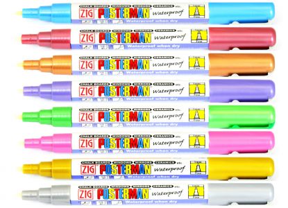Marqueur de craie posterman pma-30 point moyen 2 mm rose métallique
