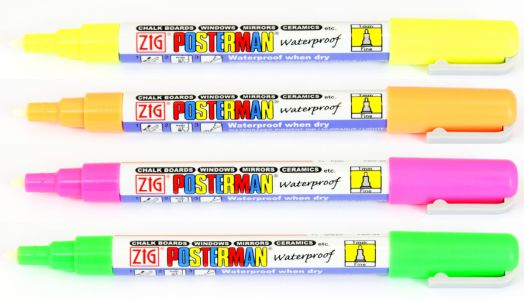 Kreidemarker-Poster PMA-20 Schmaler Punkt 1mm Fluor gelb