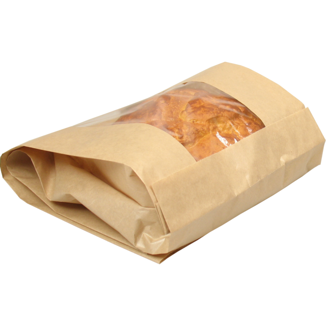 Klika - Bag | Brot- und Gebäcksack Kraftpapier + PP + Cap | 21/5x42cm | Braun | 1000 Stücke