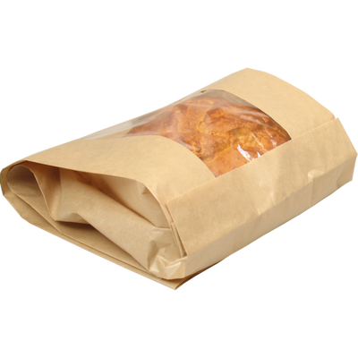 Klika - Tasche | Brot- und Gebäckbeutel | Kraftpapier + PP + PET | 21/ 5x42cm | braun | 1000 Stück