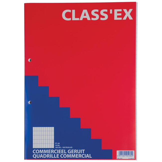 Classex - Class'ex-Kursblock, kommerziell kariert, 100-Blatt-Block