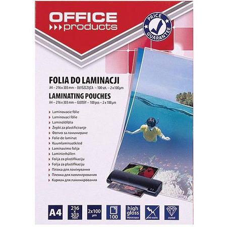 OFFICE-Produkte - Laminierfolie ft A4, 200 Mikron (2 x 100 Mikron), Packung mit 100 Stück