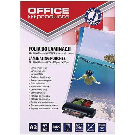 OFFICE products -   lamineerhoes A3, 200 micron (2 x 100 micron), pak van 100 stuks