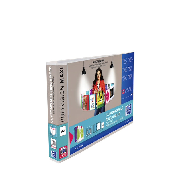 Oxford - Präsentationsringordner Polyvision Maxi A3 quer 4-Ring D-Mech 30mm transparent