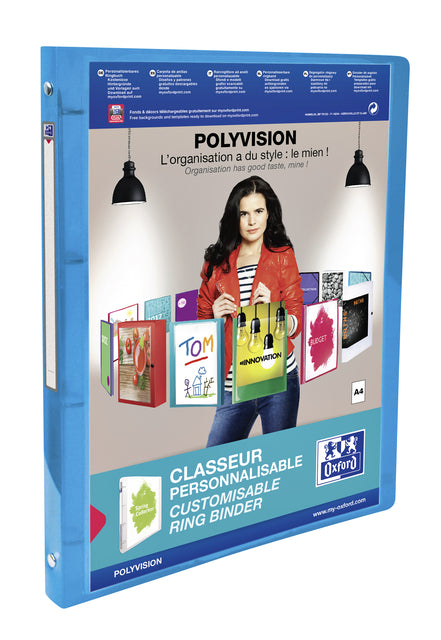 Präsentationsband Oxford Polyvision A4 4-Ringe o-mech 15mm blau