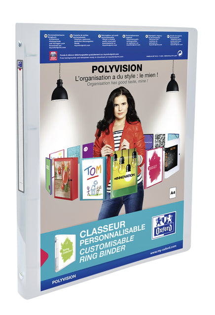 Präsentationsband Oxford Polyvision A4 4-Ringe o-mech 15mm transparent | 12 Stücke