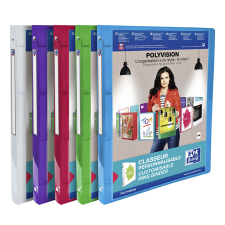 Oxford - Präsentationsringordner Polyvision A4 4-Ring O-Mech 20mm sortiert