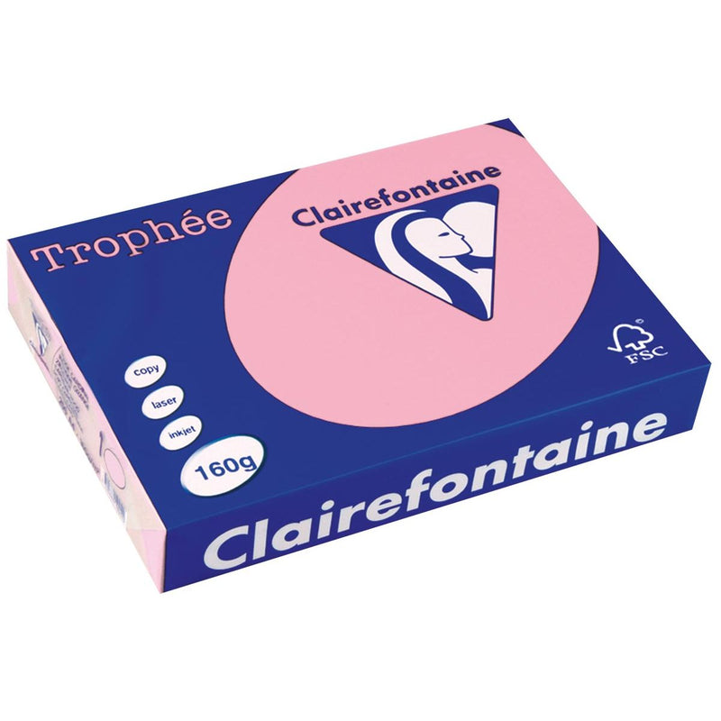 Clairefontaine - Trophée tel, farbiges Papier, A4, 160 g, 250 Blatt, rosa