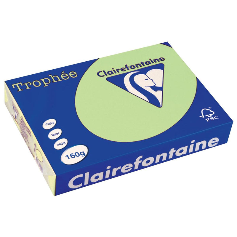 Clairefontaine - Trophée tel, farbiges Papier, A4, 160 g, 250 Blatt, grün