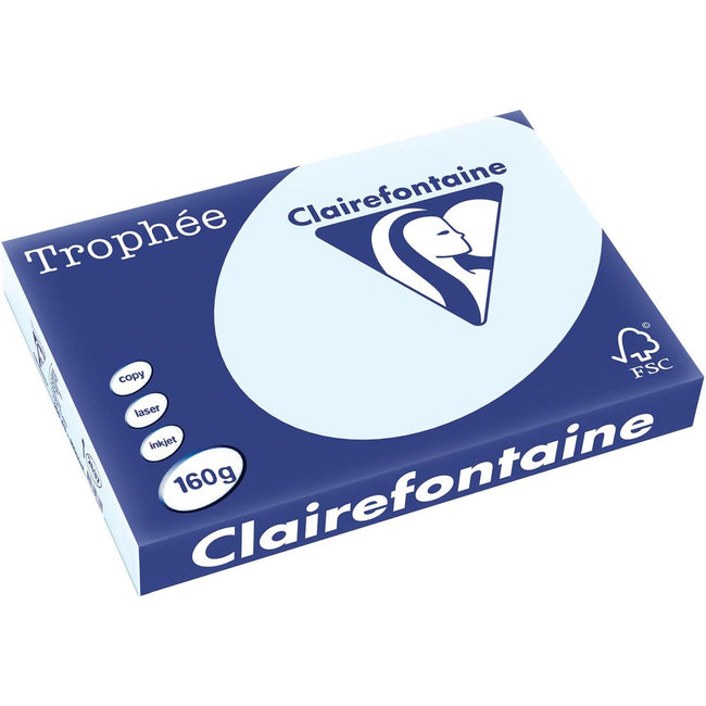 Clairefontaine - Trophée tel, farbiges Papier, A3, 160 g, 250 Blatt, azurblau