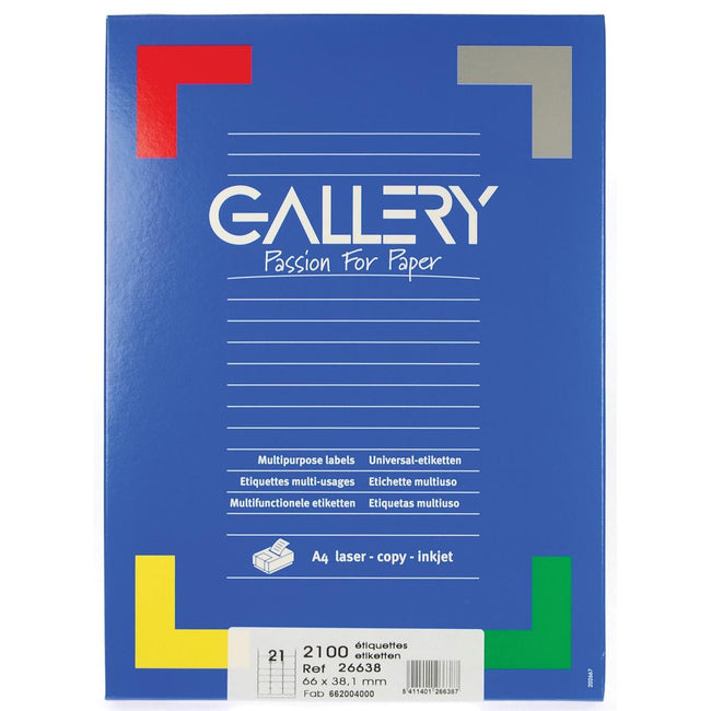 Galerie – weiße Etiketten, 66 x 38,1 mm (B x H), runde Ecken, Box mit 2.100 Etiketten