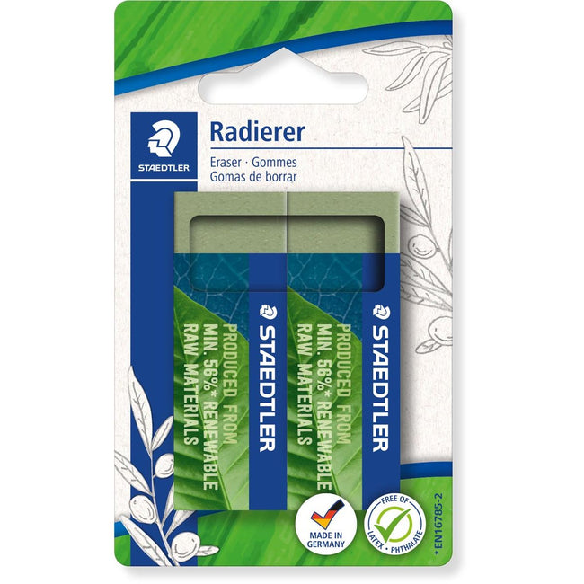 Staedtler - Gum Eco 52680 65x23x10mm olivgrün Blister à 2 Stück