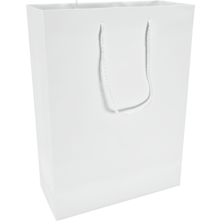 Klika - Tasche | Papier | mit Kordel | 27x 12x37cm | Einkaufstasche | weiß | 100 Stück