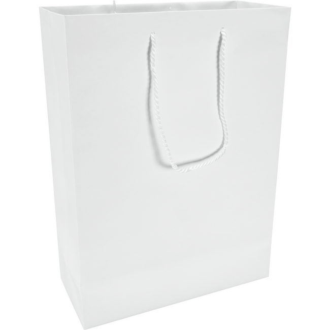 Klika - Tasche | Papier | mit Kordel | 27x 12x37cm | Einkaufstasche | weiß | 100 Stück