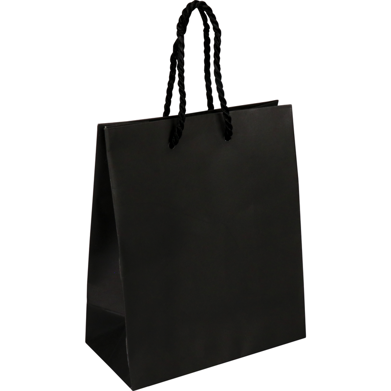 Klika - Tasche | Papier | mit Kordel | 16x8x19cm | Einkaufstasche | schwarz | 100 Stück
