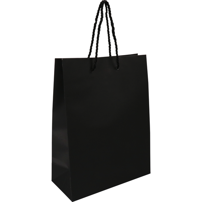 Klika - Tasche | Papier | mit Kordel | 22x 10x29cm | Einkaufstasche | schwarz | 100 Stück