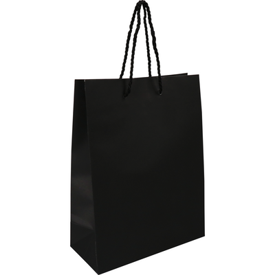 Klika - Tasche | Papier | mit Kordel | 22x 10x29cm | Einkaufstasche | schwarz | 100 Stück