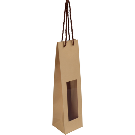 Klika -  Tas | Papier | met venster | 9.8x9x38cm | wijnflestas | 100 stuks