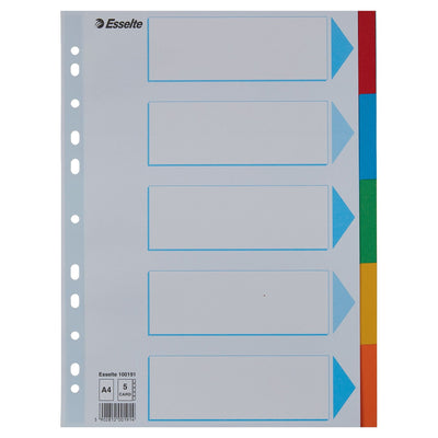 Esselte - Tabs Standard A4 5-teiliger Karton 11-Ring mit sortiertem Deckblatt | 20 Stück