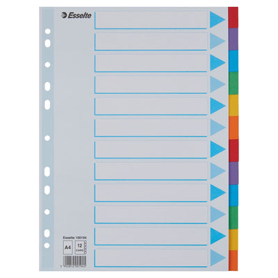 Esselte - Tabs Standard A4 12-teiliger Karton 11-Ring mit Deckblatt sortiert