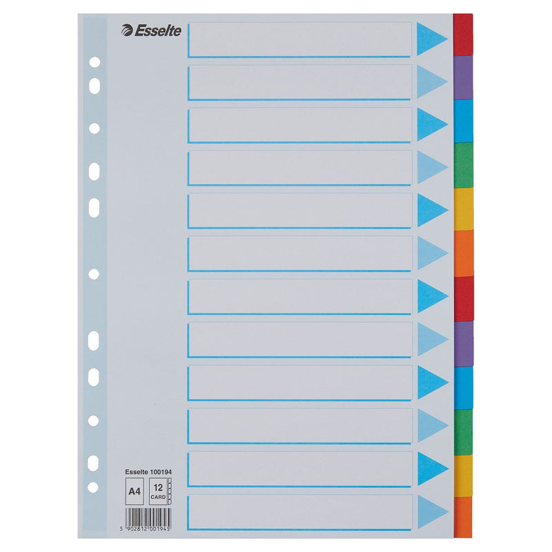 Esselte - Tabs Standard A4 12-teiliger Karton 11-Ring mit Deckblatt sortiert