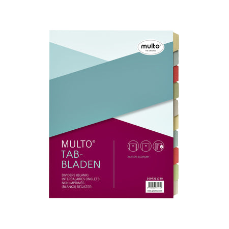 Multo - Tabs A4 23-Loch 10-teilig Karton sortiert | 25 Stück