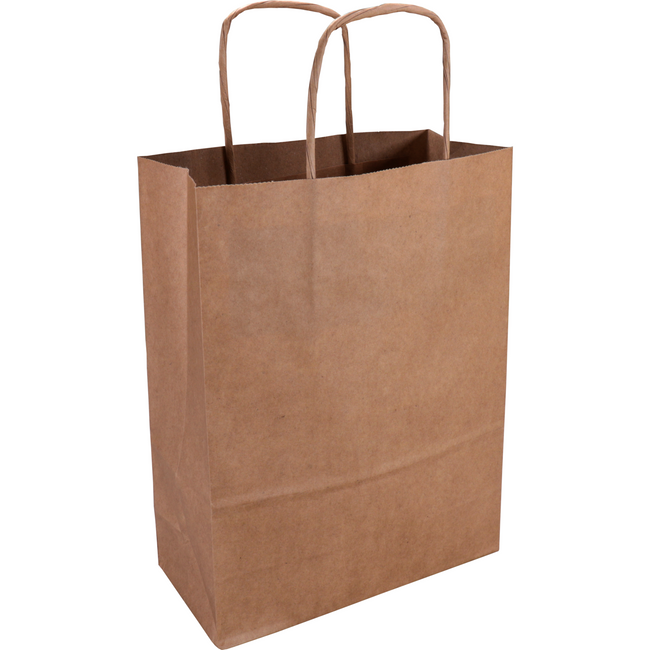 Klika - Tasche | Kraftpapier | gedrehte Papierschnur | 18x8x24cm | Einkaufstasche | braun | 100 Stück