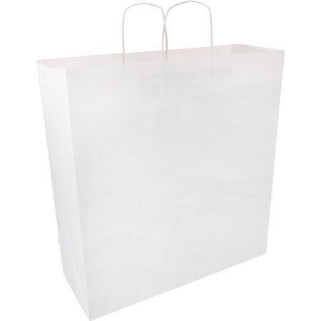 Klika - Tasche | Kraftpapier | gedrehte Papierschnur | 45x 17x48cm | Einkaufstasche | weiß | 100 Stück