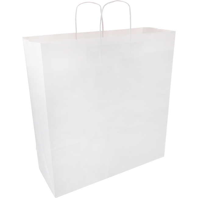 Klika - Tasche | Kraftpapier | gedrehte Papierschnur | 45x 17x48cm | Einkaufstasche | weiß | 100 Stück