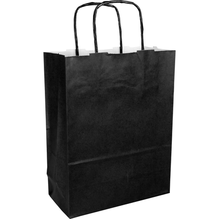 Klika - Tasche | Kraftpapier | gedrehte Papierschnur | 18x8x24cm | Einkaufstasche | schwarz | 100 Stück