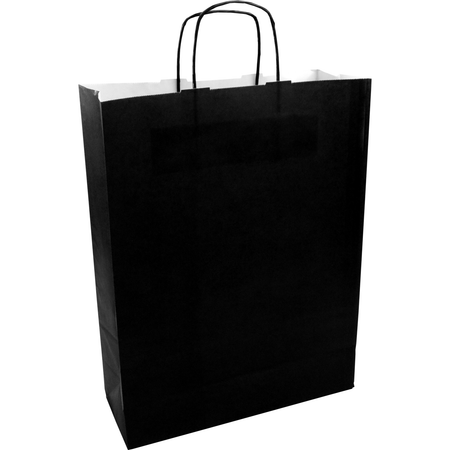 Klika - Tasche | Kraftpapier | gedrehte Papierschnur | 32x 12x41cm | Einkaufstasche | schwarz | 100 Stück