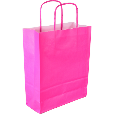 Klika -  Tas | Kraftpapier | gedraaid papieren koord | 18x 8x22cm | draagtas | roze | 300 stuks