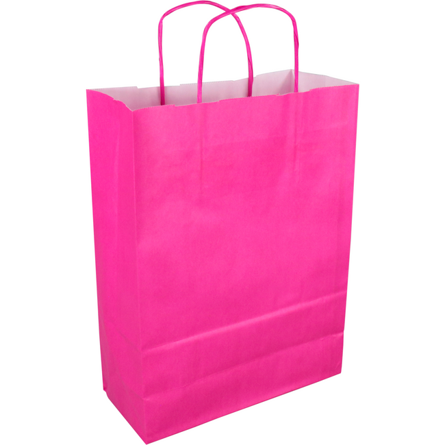 Klika -  Tas | Kraftpapier | gedraaid papieren koord | 24x 11x33cm | draagtas | roze | 250 stuks
