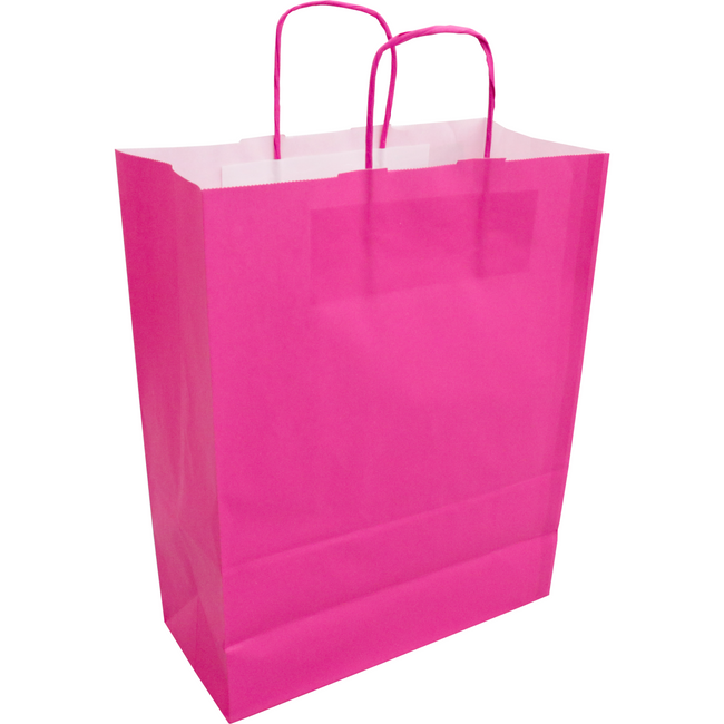 Klika -  Tas | Kraftpapier | gedraaid papieren koord | 26x 12x35cm | draagtas | roze | 200 stuks