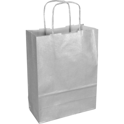 Klika -  Tas | Kraftpapier | gedraaid papieren koord | 18x 8x22cm | draagtas | zilver | 300 stuks