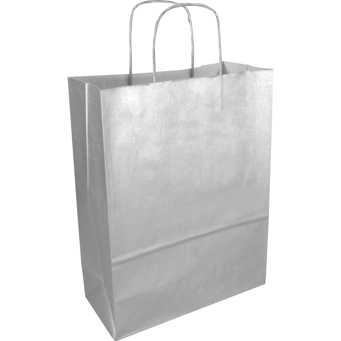 Klika - Tas | Kraftpapier verdrehte Papierkabel 26x 12x35cm | Tragetasche | Silber | 50 Stück