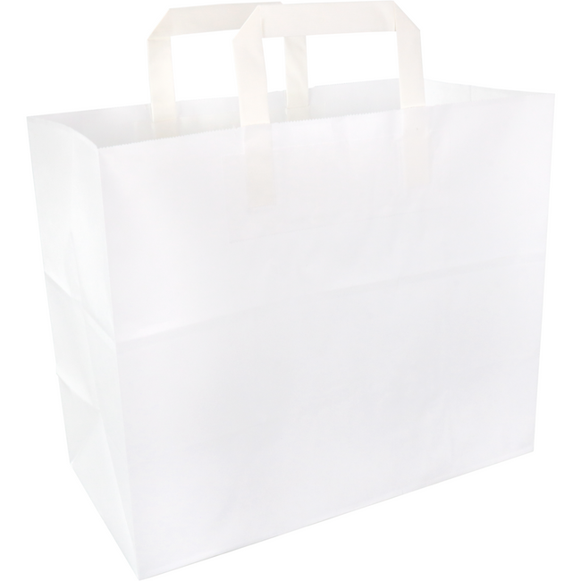 Klika - Tasche | Papier | flacher Griff | 32x 16x27cm | Einkaufstasche | weiß | 250 Stück