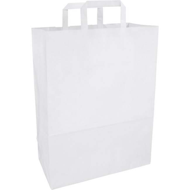 Klika - Tasche | Papier | flacher Griff | 32x 16x43cm | Einkaufstasche | weiß | 250 Stück