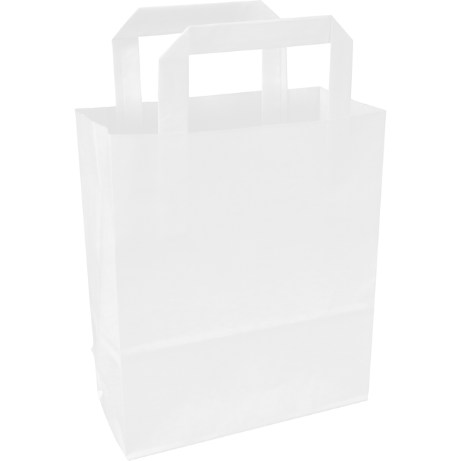 Klika - Tasche | Papier | flacher Griff | 18x8x22cm | Einkaufstasche | weiß | 250 Stück