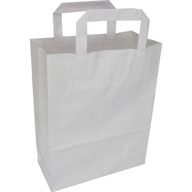 Klika - Tasche | Papier | flacher Griff | 22x 10x28cm | Einkaufstasche | weiß | 250 Stück