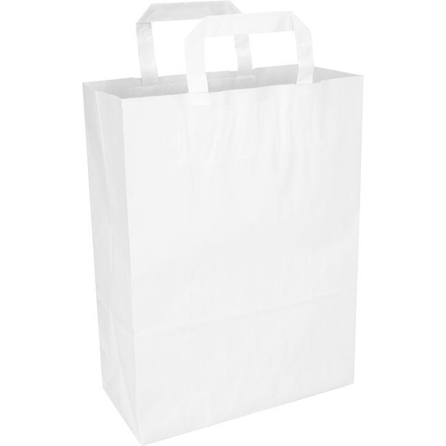 Klika - Tasche | Papier | flacher Griff | 26x 12x35cm | Einkaufstasche | weiß | 250 Stück