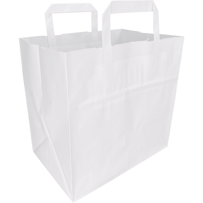 Klika - Tasche | Papier | flacher Griff | 26x 17x25cm | Einkaufstasche | weiß | 400 Stück
