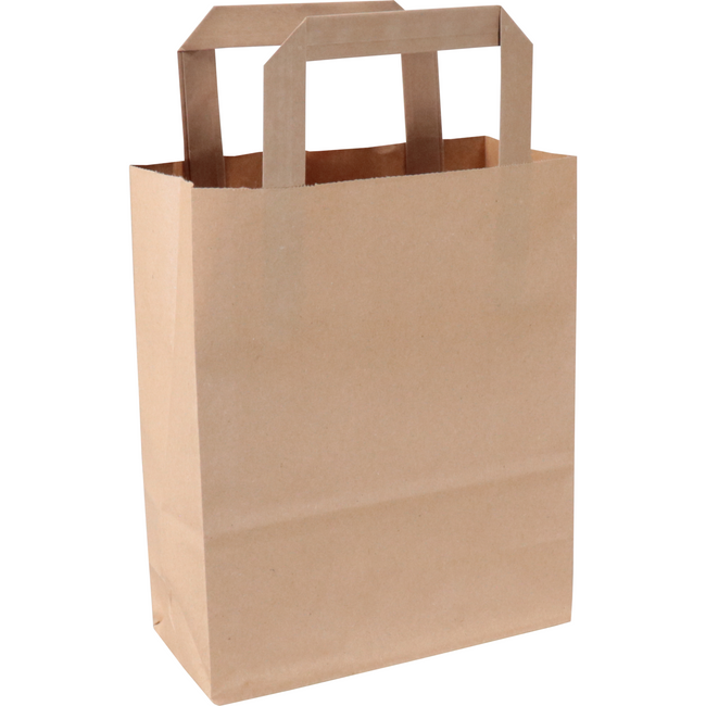 Klika - Tasche | Papier | flacher Griff | 18x8x22cm | Einkaufstasche | braun | 250 Stück