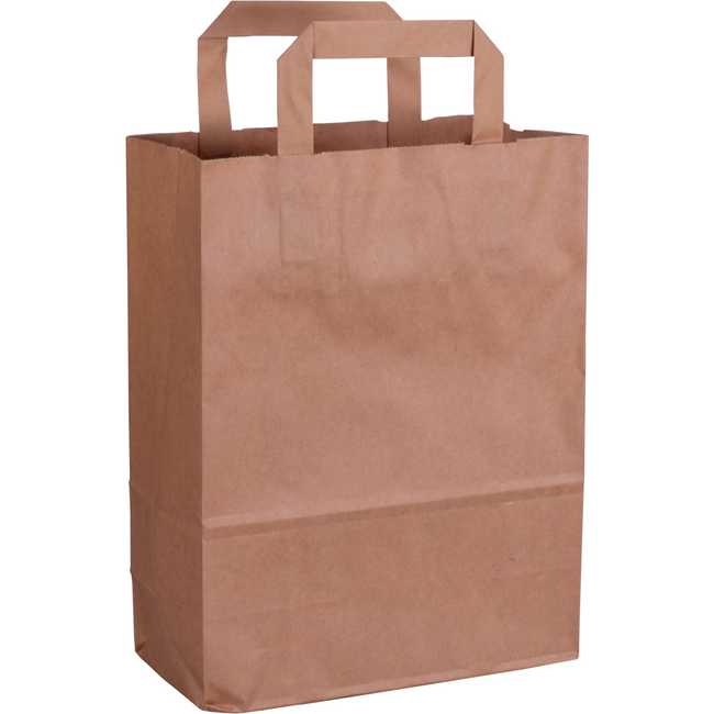 Klika - Tasche | Papier | flacher Griff | 22x 10x28cm | Einkaufstasche | braun | 250 Stück