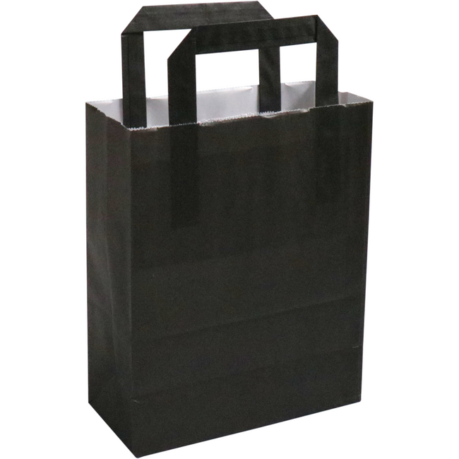 Klika - Tasche | Papier | flacher Griff | 18x8x22cm | Einkaufstasche | schwarz | 250 Stück
