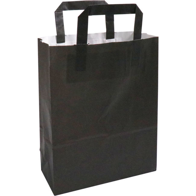 Klika - Tasche | Papier | flacher Griff | 22x 10x28cm | Einkaufstasche | schwarz | 250 Stück