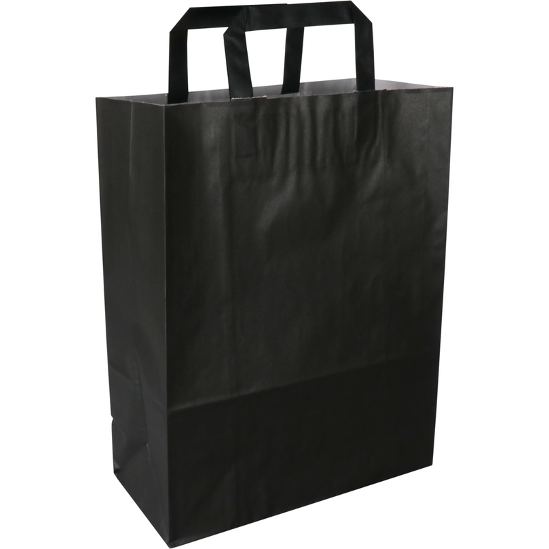 Klika - Tasche | Papier | flacher Griff | 26x 12x35cm | Einkaufstasche | schwarz | 250 Stück