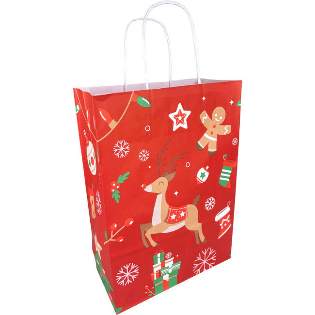 Klika -  Tas | Hert | Papier | gedraaid papieren koord | 22x 10x31cm | draagtas | rood | 250 stuks
