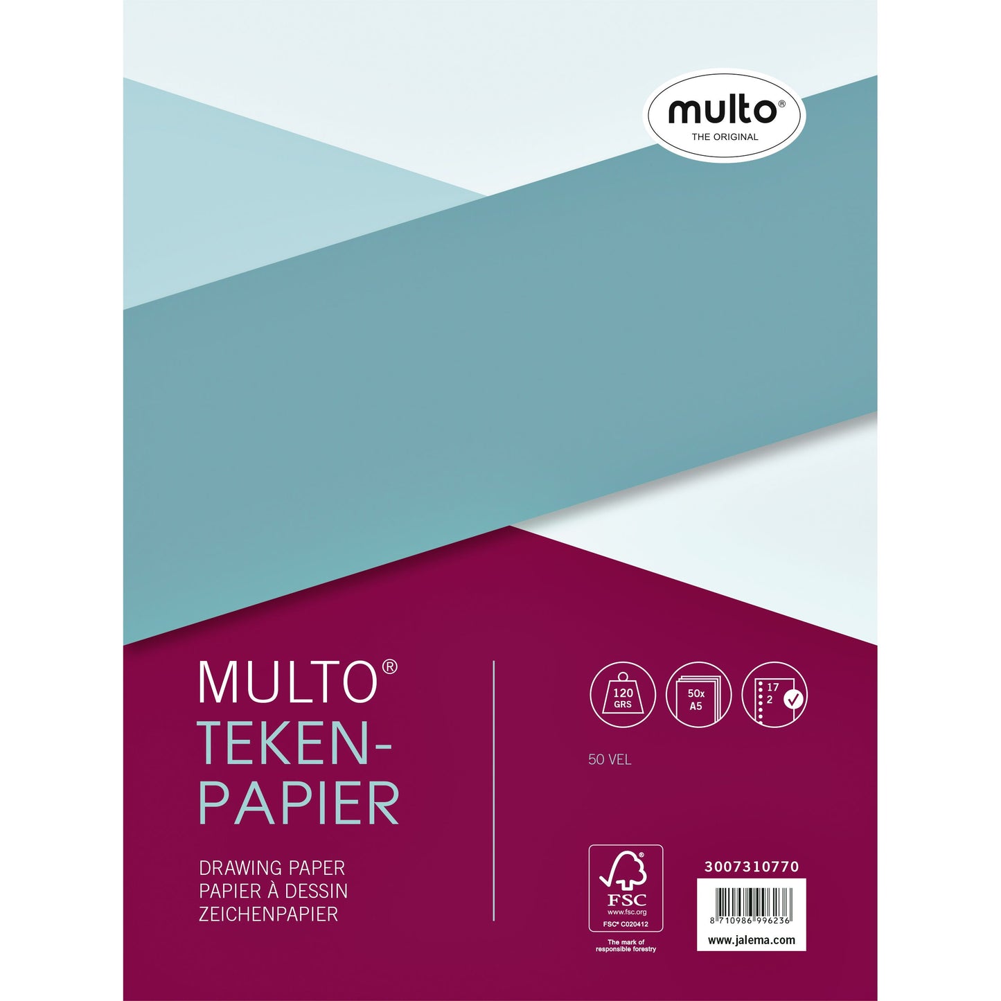 Multo - Interior 17-Loch-Zeichenpapier 120gr 50 Blatt | 5 Stück